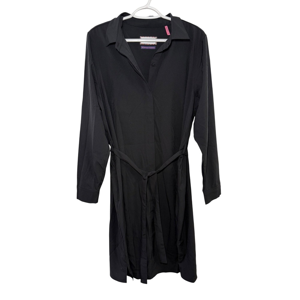 Modern Ambition Black‎ Long Sleeve Tie Waist Shirt Dress XL Quiet Luxury Office